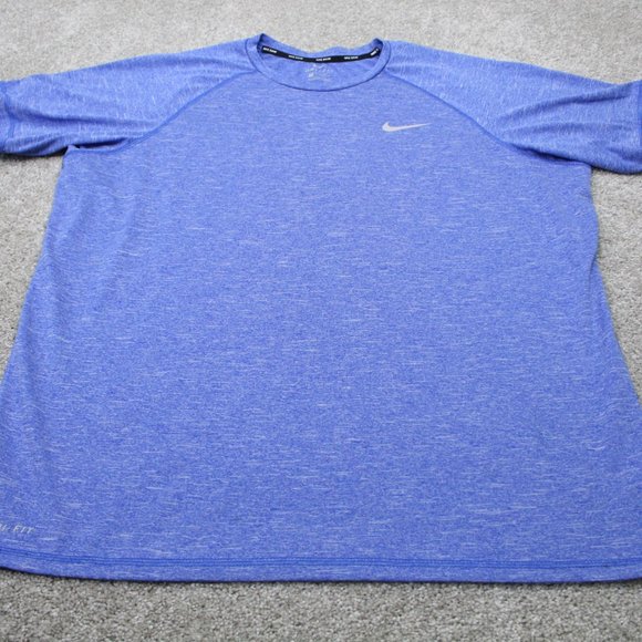 Nike Swim Shirt Mens XL Blue Dri-Fit Polyester Short Sleeve Crewneck Pullover - Picture 2 of 9